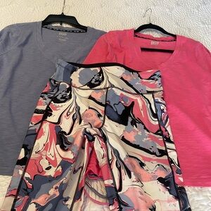 DKNY Women's Pink and Blue V-Neck Tops with Printed Leggings